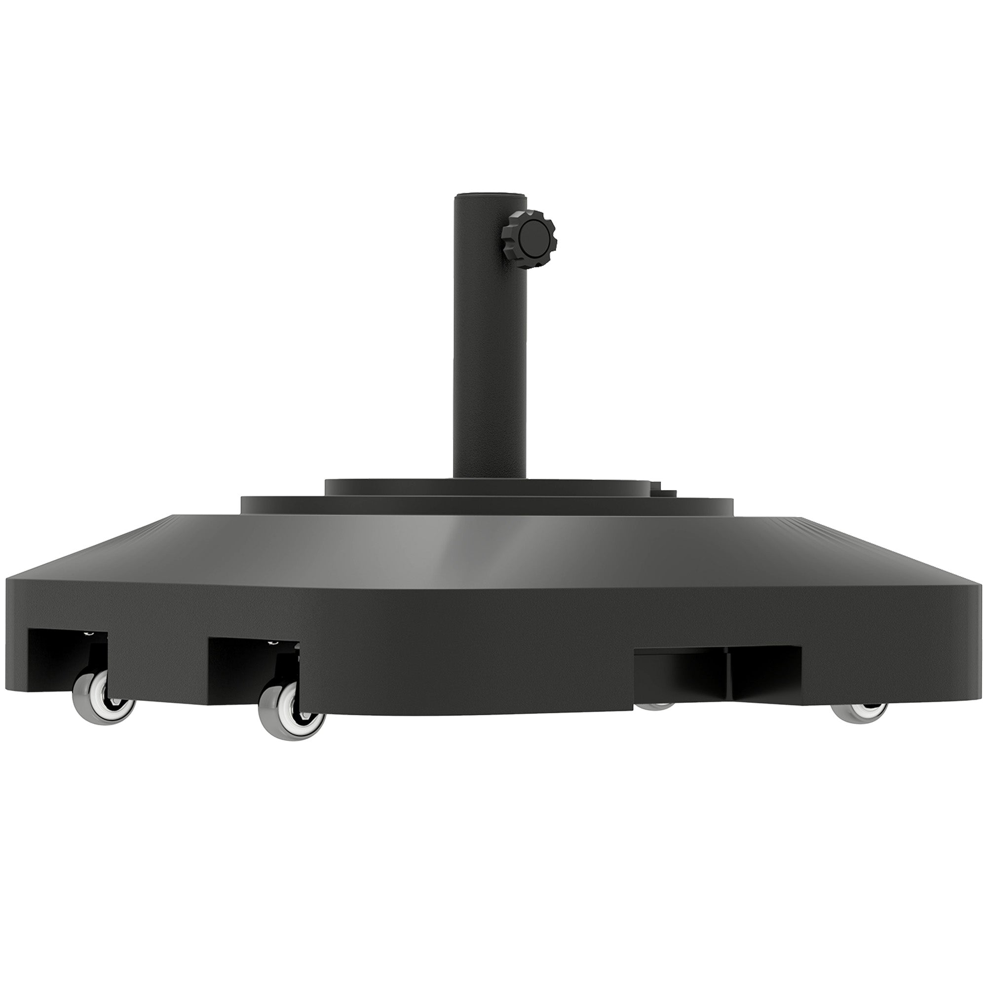 Bază pentru umbrelă cu roți, umplibilă cu apă sau nisip, din HDPE, 48x48x32.5 cm, negru
