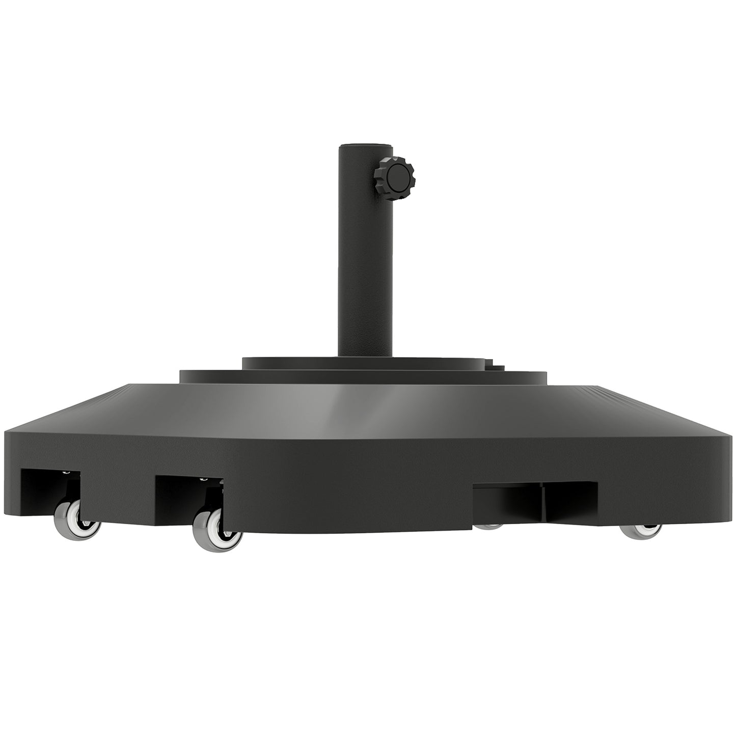 Bază pentru umbrelă cu roți, umplibilă cu apă sau nisip, din HDPE, 48x48x32.5 cm, negru