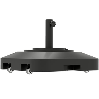 Bază pentru umbrelă cu roți, umplibilă cu apă sau nisip, din HDPE, 48x48x32.5 cm, negru