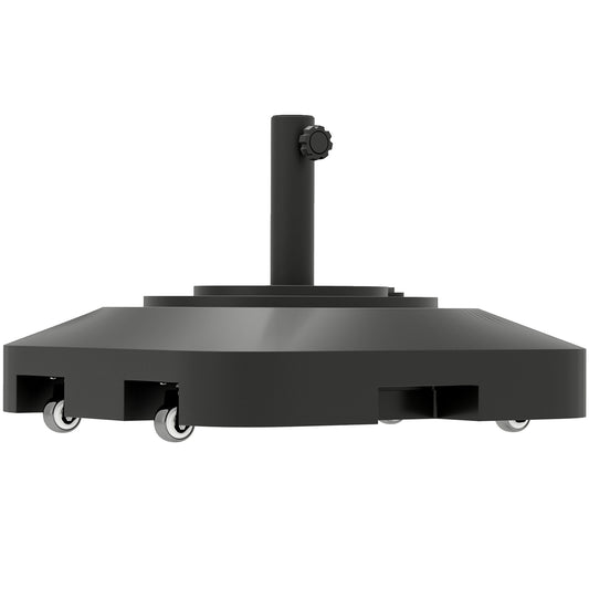 Bază pentru umbrelă cu roți, umplibilă cu apă sau nisip, din HDPE, 48x48x32.5 cm, negru