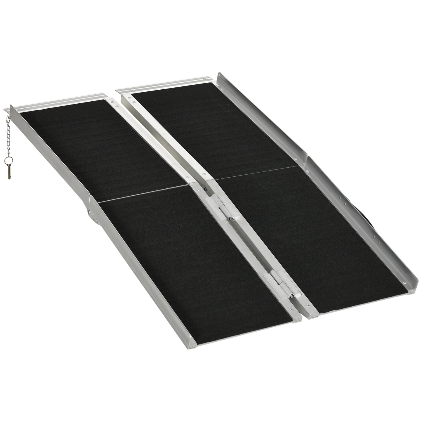 Rampă Pliabilă pentru Scaun cu Rotile din Aluminiu cu Strat Antiderapant și Margini, 122x73,5 cm, Negru