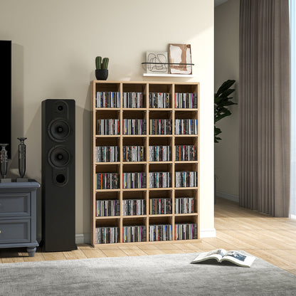 Dulap pentru CD-uri cu rafturi reglabile, capacitate 456 CD-uri sau 336 DVD-uri, 24 de compartimente, 89x20x130,5 cm, lemn