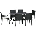 Set Grădină 7 Piese din Ratan PE cu Masă de 150x90x72 cm și 6 Scaune de 58x62x87 cm cu Perne