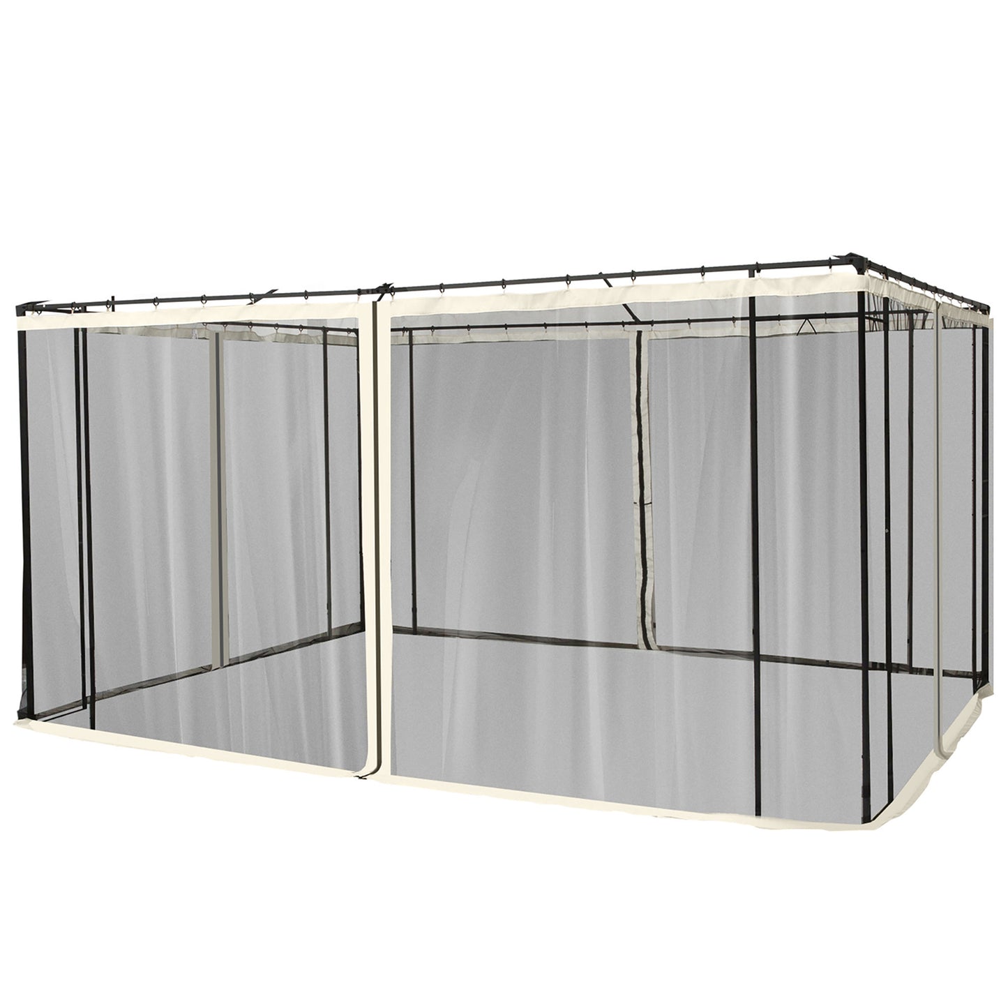 Plasa tantari Foisor 352×207 cm – Fermoar, Negru & Bej