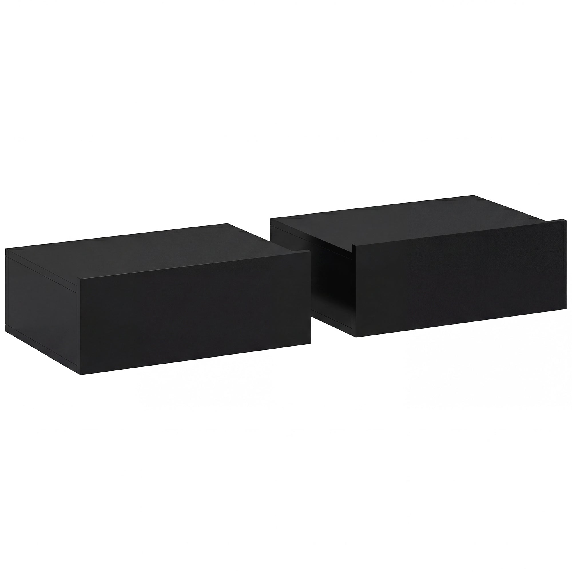 Set de 2 Noptiere Suspendate Moderne cu Sertar din Lemn, 40x30x15 cm, Negru