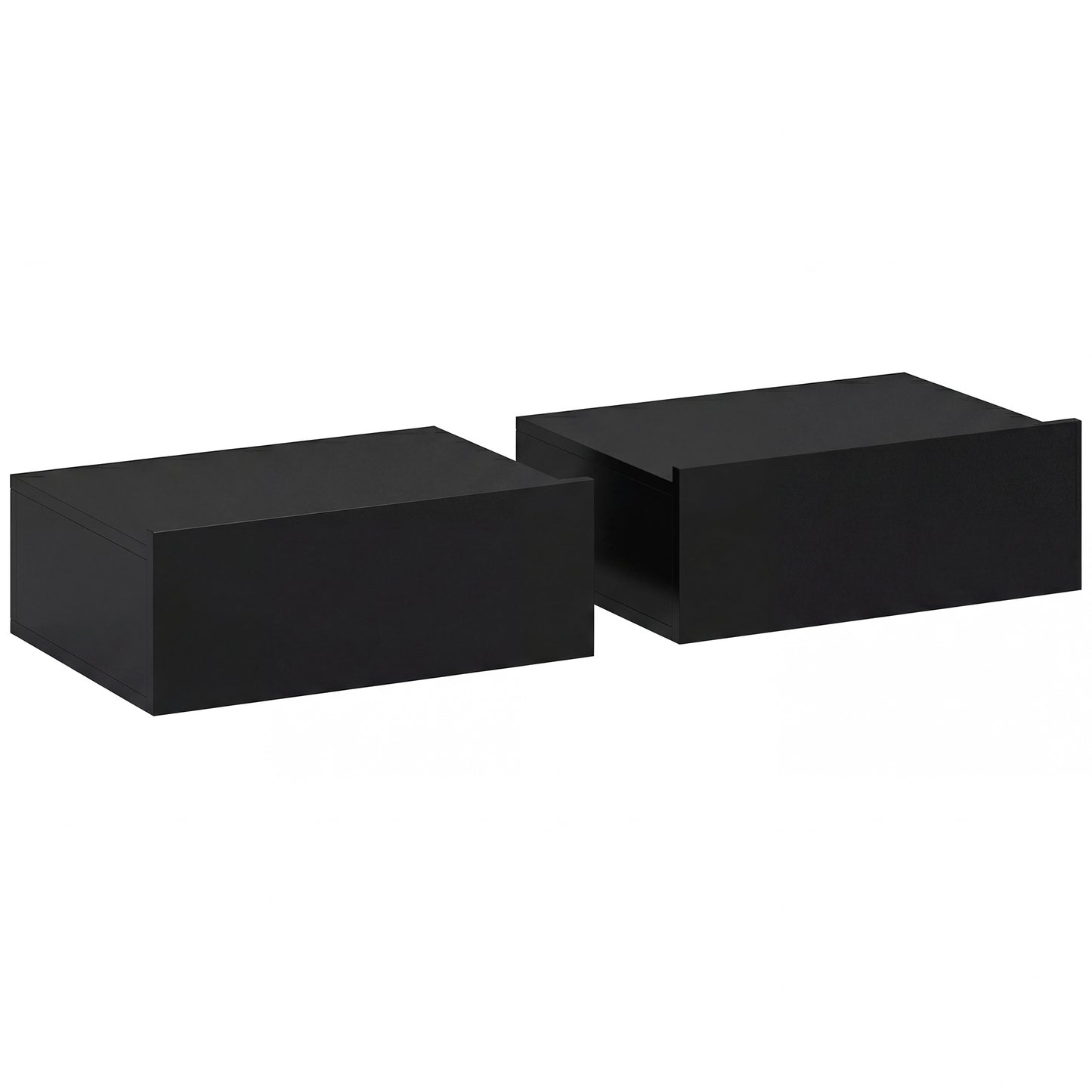Set de 2 Noptiere Suspendate Moderne cu Sertar din Lemn, 40x30x15 cm, Negru