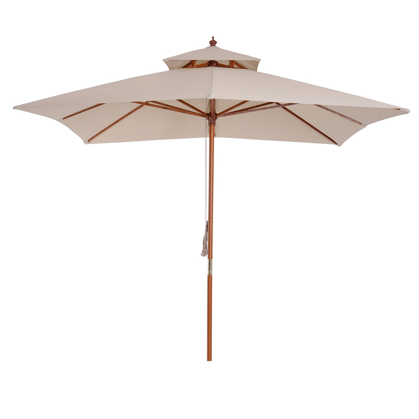 Umbrela de Soare de Gradina Acoperis Dublu , Bambu si Poliester,Crema, 3x3m