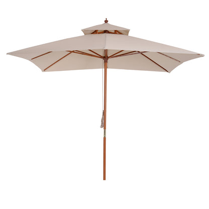 Umbrela de Soare de Gradina Acoperis Dublu , Bambu si Poliester,Crema, 3x3m