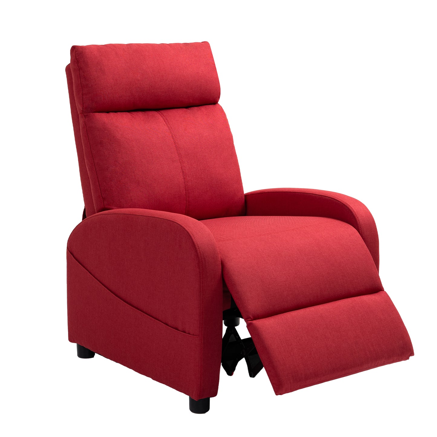 Fotoliu Relax Rabatabil cu Suport pentru Picioare, Material Textil cu Efect de In, 69x85x100 cm, Roșu