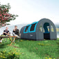 Cort de Camping pentru 3 Persoane, Impermeabil, cu Zonă de Dormit și Zonă de Zi, din Poliester, 480x260x200 cm, Gri și Albastru