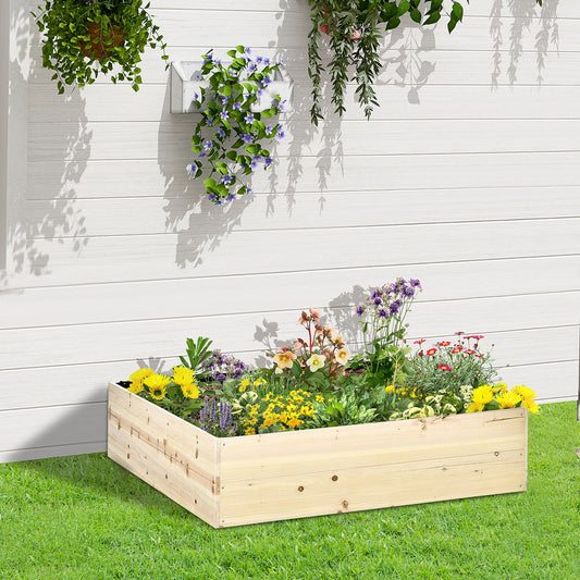 Pat pentru Gradina de Legume inaltat din Lemn, Jardiniera de Gradina pentru Plante si Legume, 117x117x30 cm