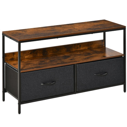 Comoda TV stil industrial 98x29x56cm, maro si negru