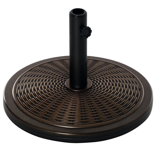 Baza pentru Umbrela din Ciment si Plastic de 14kg, Postament pentru Umbrela de Gradina cu Efect Ratan, Bronz