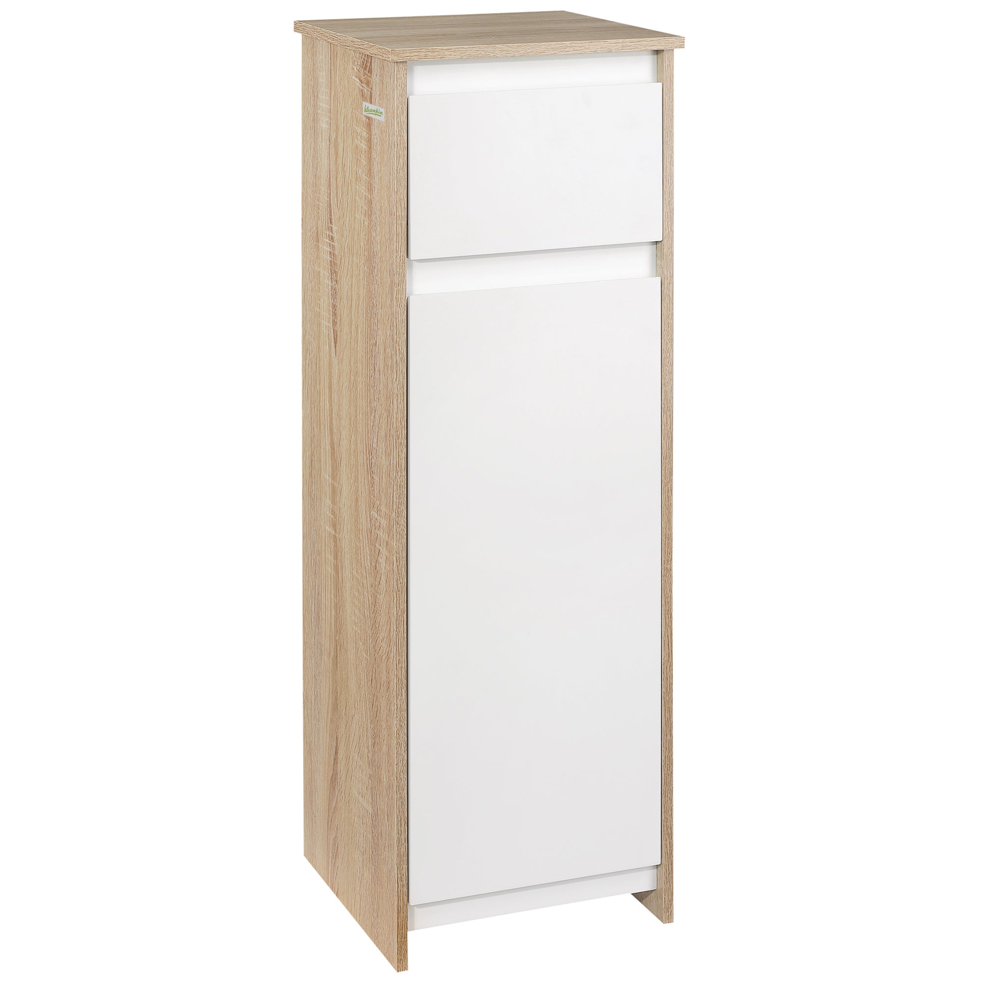 Dulap de baie cu sertar și dulap cu raft reglabil intern, din MDF, 32.6x30x90 cm