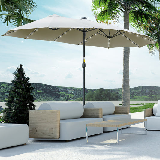 Ombrellone da Giardino 4.5m con 48 LED a Energia Solare e Manovella