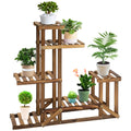 Etajera Suport Plante Asimetrica cu 6 Niveluri pentru Gradina si Casa, din Lemn, 95x28x96.5 cm