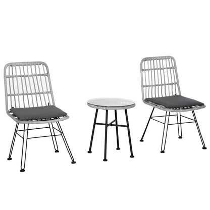 Set masuta de cafea si 2 scaune , din ratan PE, Gri