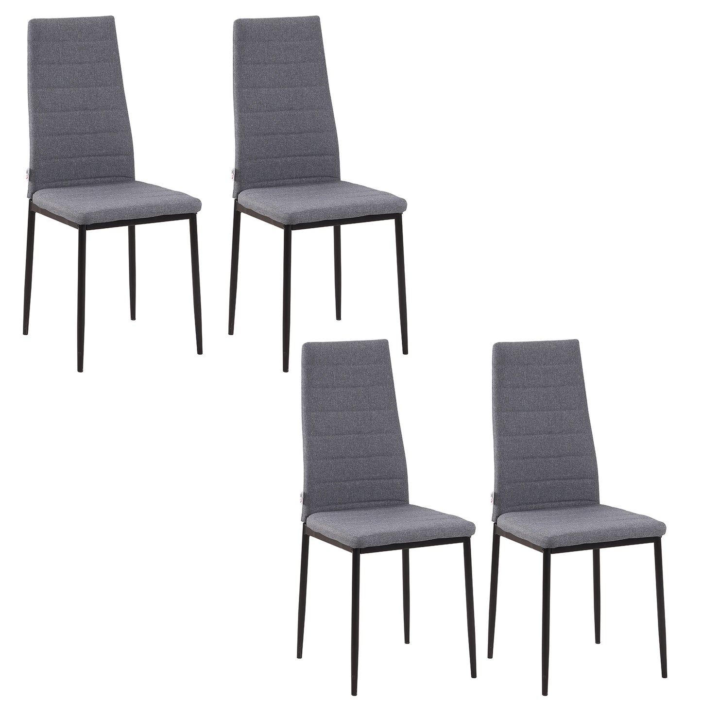 Set 4 Scaune Captusite pentru Camera de Zi, Moderne din Metal si Material Textil, Gri
