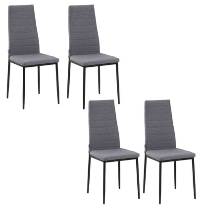 Set 4 Scaune Captusite pentru Camera de Zi, Moderne din Metal si Material Textil, Gri