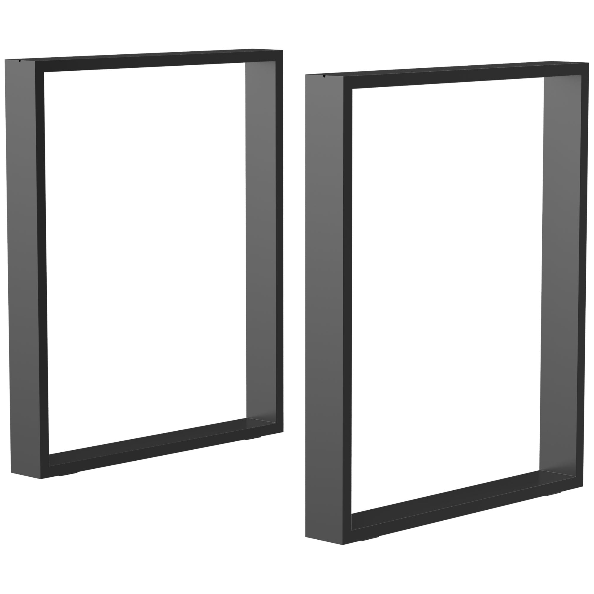 Set 2 Picioare de Masă Dreptunghiulare din Oțel, 60x8x72 cm, Negru