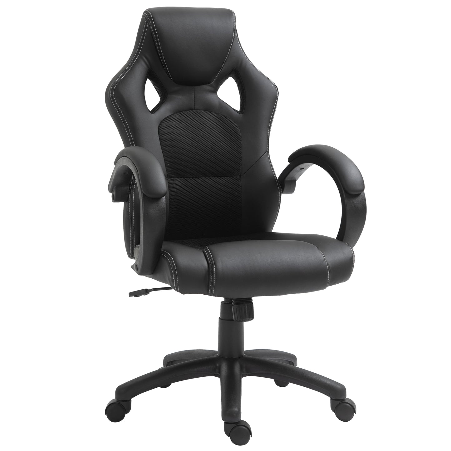 Scaun pentru birou,cu roti rotative la 360°, scaun gaming, inaltimea reglabila, Negru