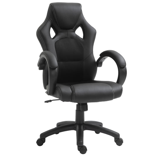 Scaun pentru birou,cu roti rotative la 360°, scaun gaming, inaltimea reglabila, Negru