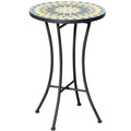 Masuta de Gradina din Metal cu Blat din Mozaic Ceramic, Ф35.5x53.5cm, Multicolor