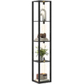 Lampă de Podea cu 4 Rafturi și 3 Luminozități Reglabile 29x29x163cm Negru
