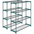 Set de 2 rafturi pentru plante cu 4 niveluri din oțel cu cârlige, 90x28x104 cm, verde
