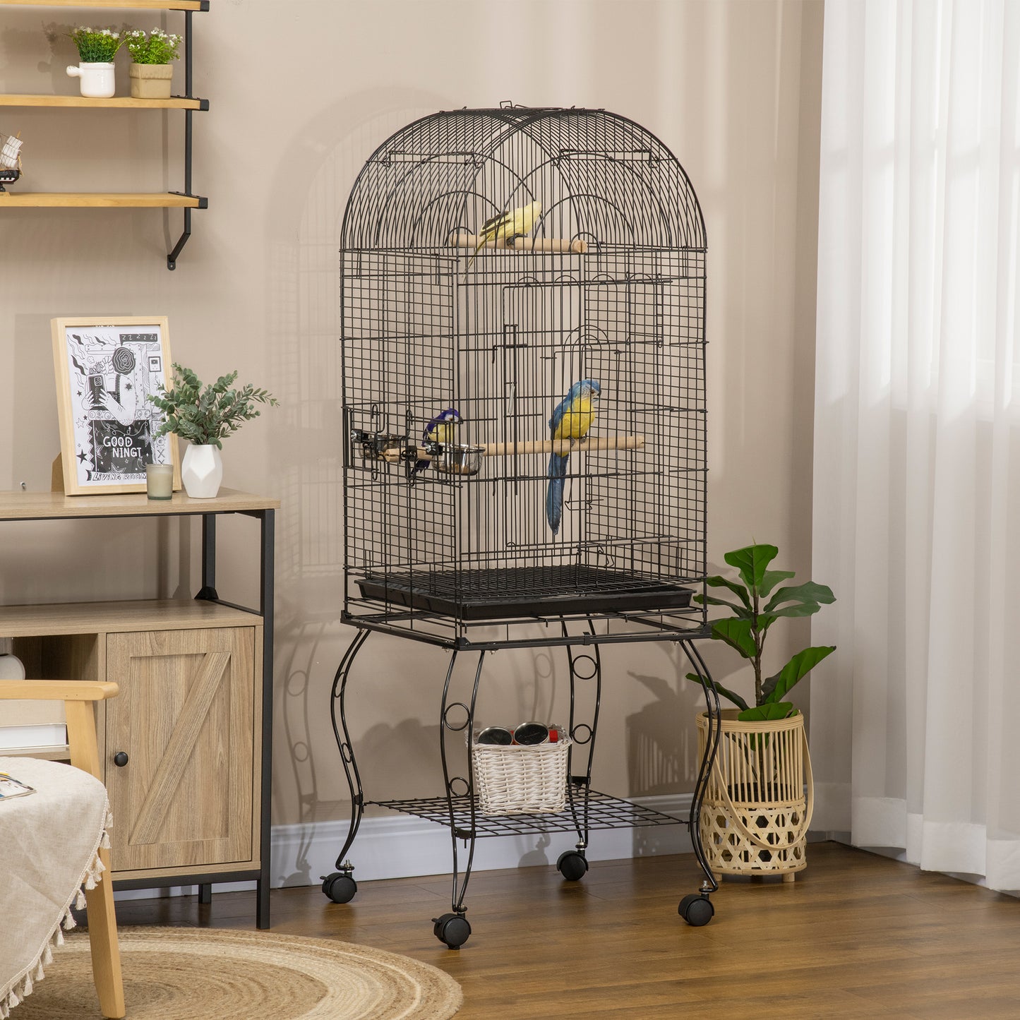 Colivie pentru Pasari si Papagali – Negru 51×51×153 cm cu Roti