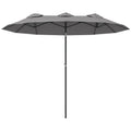 Umbrelă dublă înclinabilă la 45° cu manivelă și orificii de aerisire, din oțel și poliester, 285x147x227 cm, gri