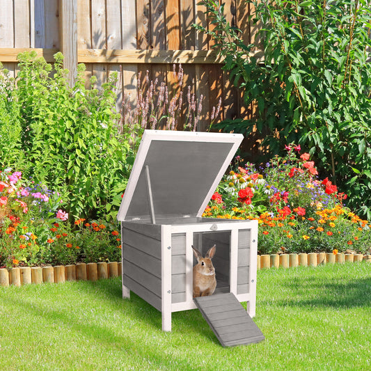 Adapost mic, din lemn, pentru iepuri, casuta pentru porcusori de Guineea, gri 46x39x30 cm