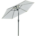 Umbrelă de Grădină Rotundă cu Manivelă și Funcție de Înclinare, Cadru din Oțel pentru Terasă sau Curte, Diametru 227 cm, Alb Crem