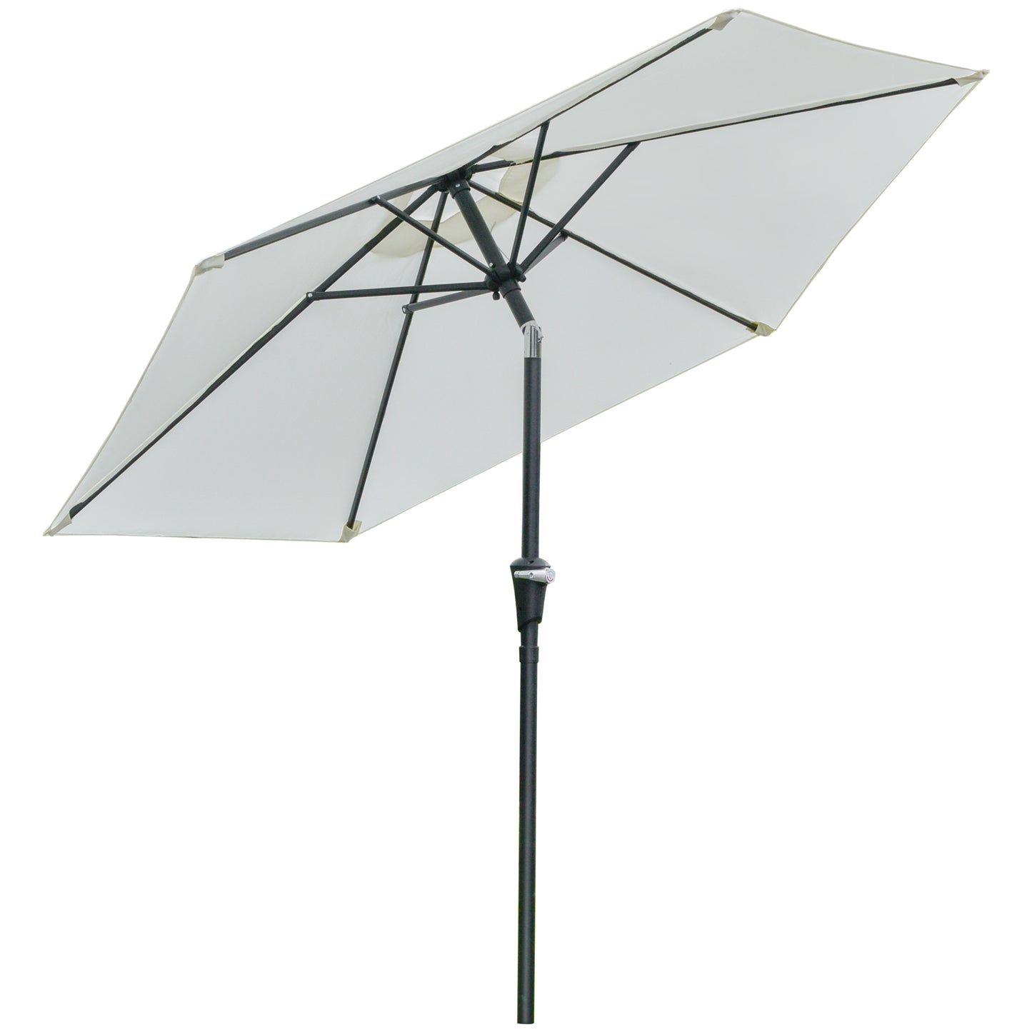 Umbrelă de Grădină Rotundă cu Manivelă și Funcție de Înclinare, Cadru din Oțel pentru Terasă sau Curte, Diametru 227 cm, Alb Crem