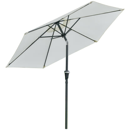 Umbrelă de Grădină Rotundă cu Manivelă și Funcție de Înclinare, Cadru din Oțel pentru Terasă sau Curte, Diametru 227 cm, Alb Crem