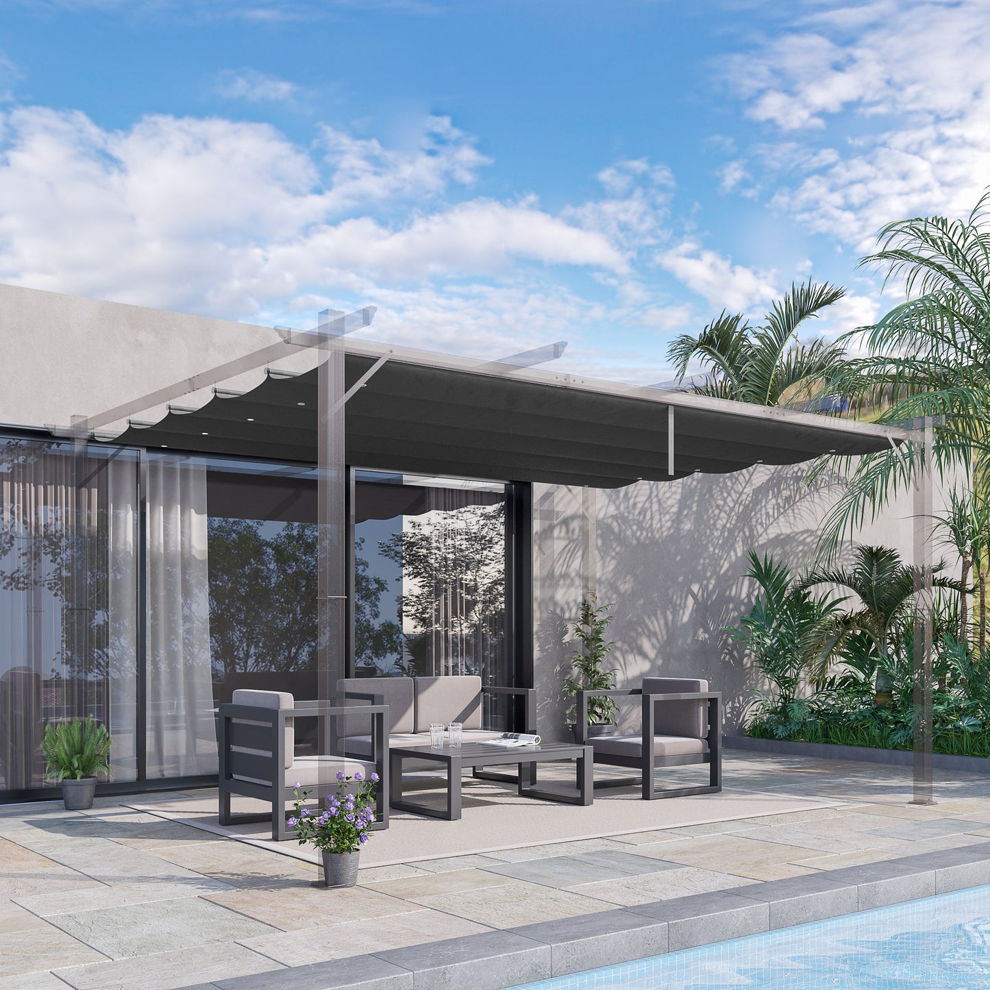 Acoperis Retractabil Pergola 4×3 m – Copertina Textila Rezerva