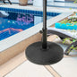 Bază Rotundă pentru Umbrelă, Efect Ratan, de 12,5 kg, Suport pentru Stâlpi de 38mm și 48mm, Ø44,5 cm, Negru