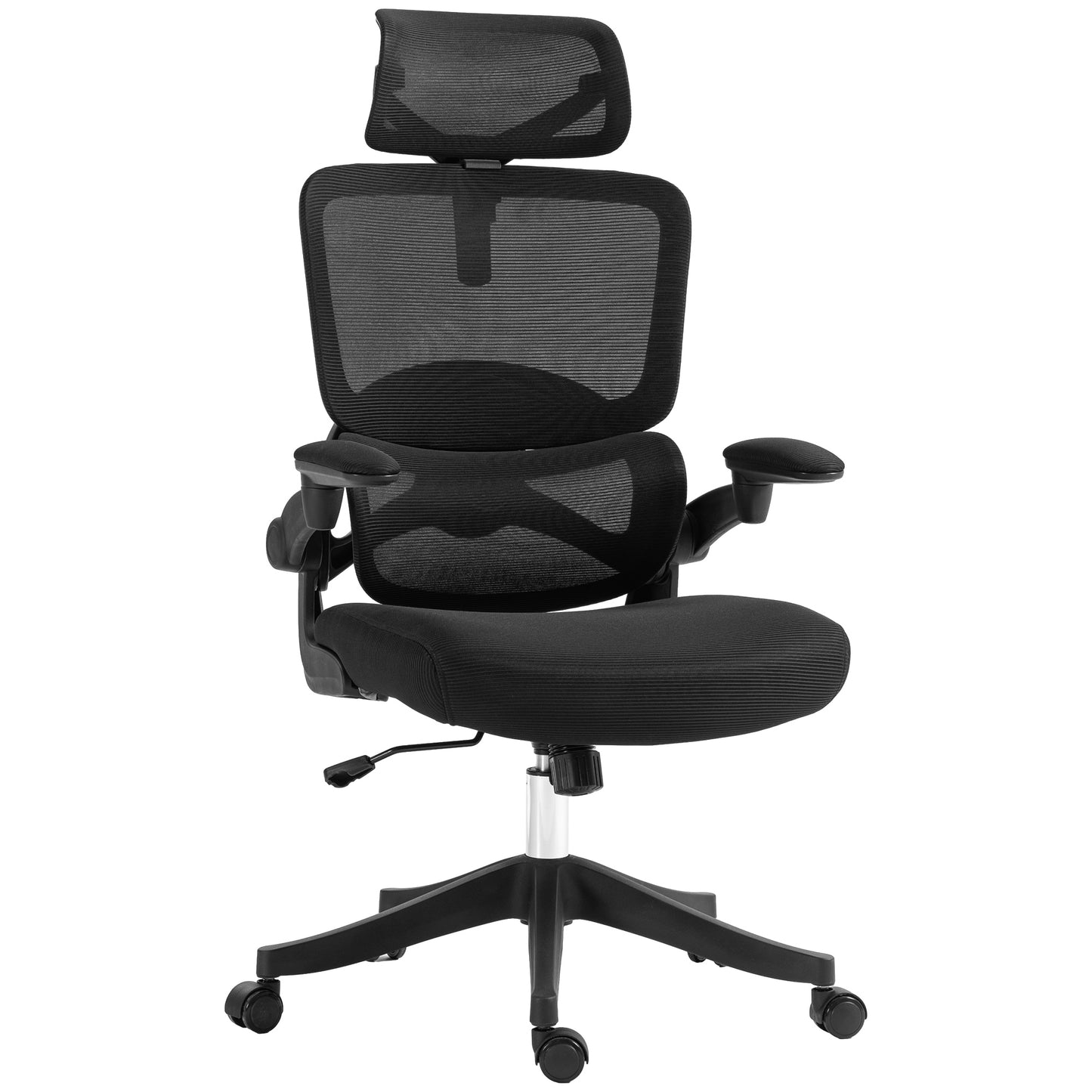 Scaun de Birou Reglabil pe Înălțime cu Funcție de Înclinare și Suport Lombar, 62x58x120-133 cm, Negru