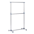 Cuier pentru haine cu inaltime si extensie reglabile, 165 x 48 x 180 cm, Inox / ABS, Argintiu / Gri