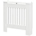 Mască pentru Calorifer din Lemn cu Lamele Verticale și Raft Superior, 78x19x81 cm, Alb
