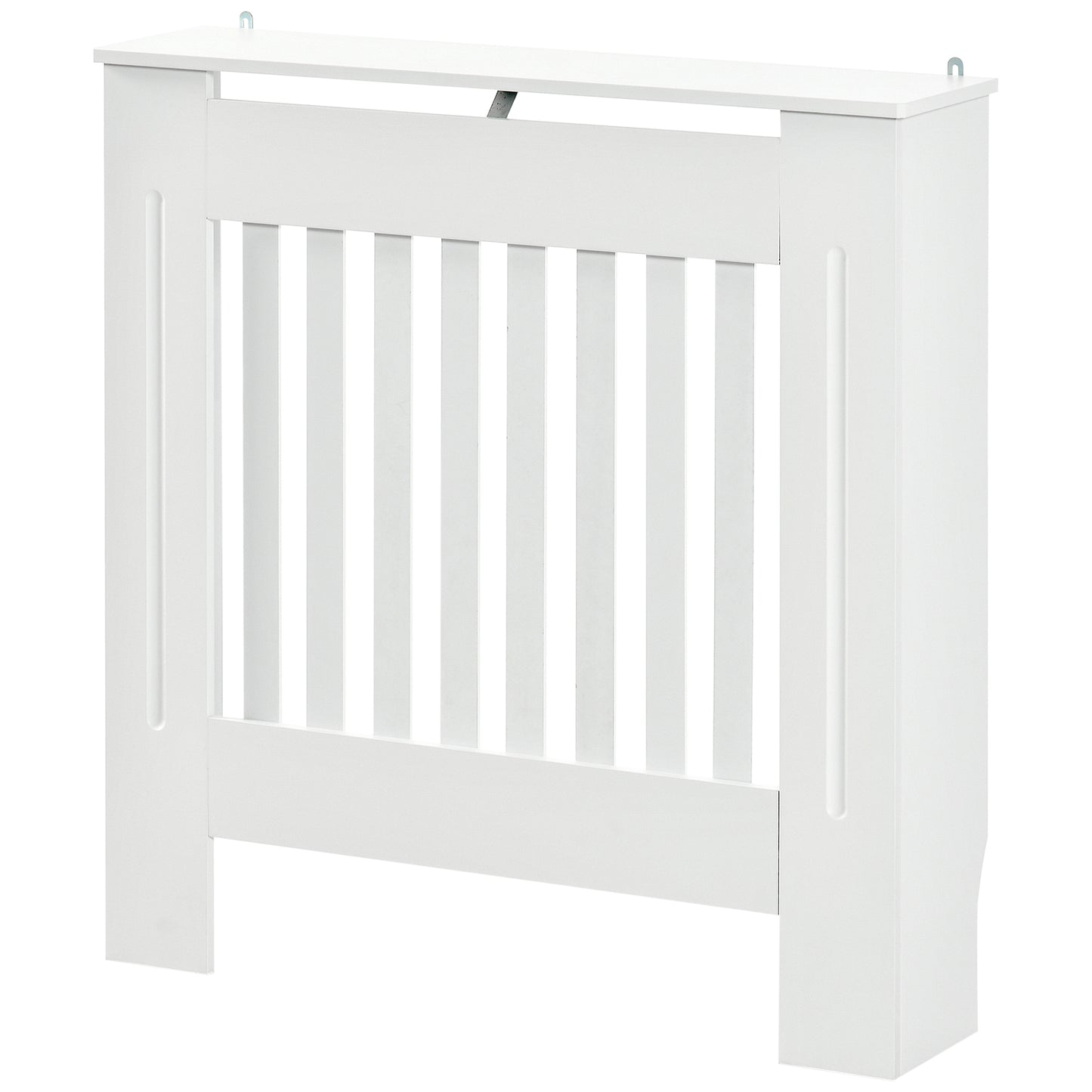 Mască pentru Calorifer din Lemn cu Lamele Verticale și Raft Superior, 78x19x81 cm, Alb