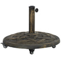 Bază pentru Umbrelă din Rășină de 20 kg, Rotundă, cu Roți și Frâne, Bronz