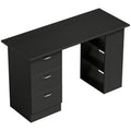 Birou PC cu 3 rafturi și 3 sertare pentru cameră și birou, din lemn MDF, 120x49x72 cm, negru