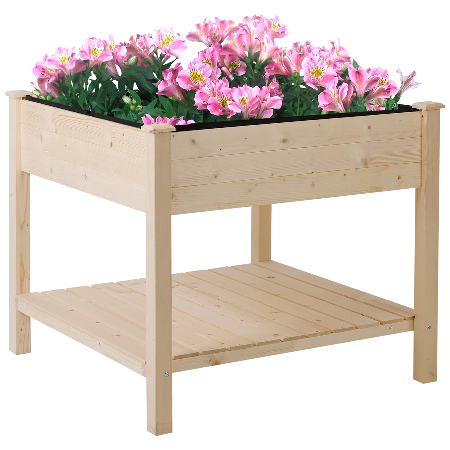 Gradina Flori Acoperis Urban din Lemn cu Husa din Tesatura, 91x91x81cm