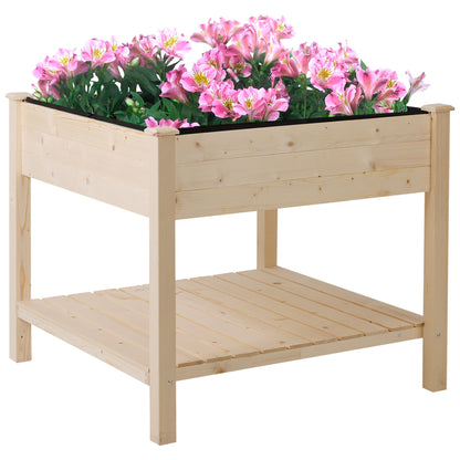 Gradina Flori Acoperis Urban din Lemn cu Husa din Tesatura, 91x91x81cm