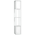 Lampă de podea modernă cu 2 abajururi și 2 rafturi pentru becuri E27, putere max. 40W, 26x26x156 cm, alb