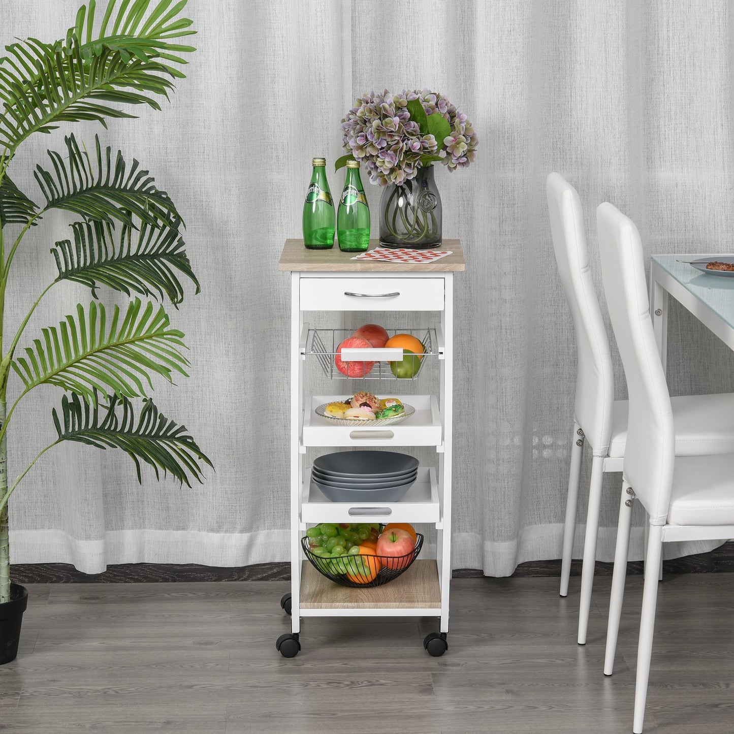 Carucior Bucatarie Alb – Compact & Eficient, 82 cm