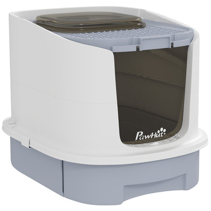 Litieră Închisă pentru Pisici cu 2 Uși și Tavă Detașabilă, 40,5x52,5x42,5 cm, Gri