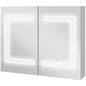 Oglindă Baie cu Dulap și LED, 80 x 65cm, Ușă Soft Close, Reglabilă pe 3 Culori, Rafturi Ajustabile, Alb Lucios
