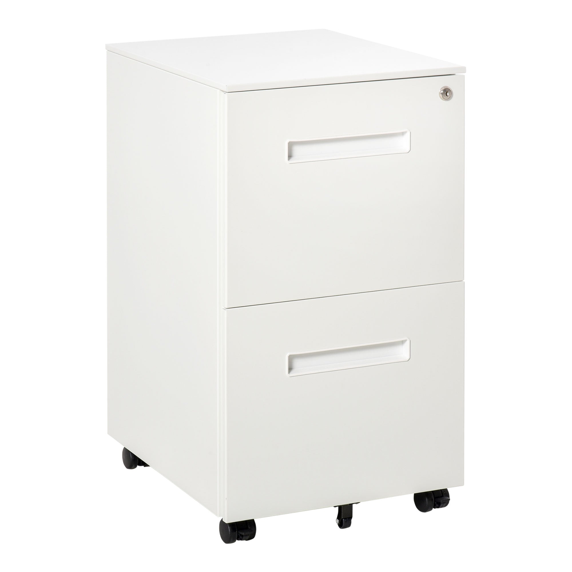 Dulap Birou cu sertare, Clasificator pentru Dosare cu 2 Sertare Încuietoare 39x48x67cm Alb